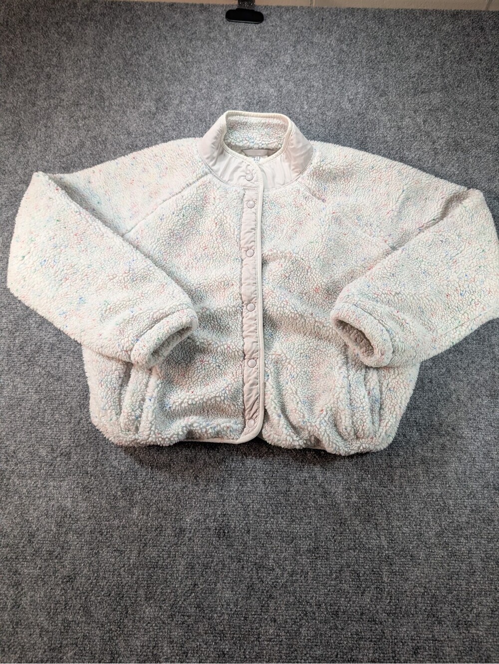 GAP Teen Sherpa Fleece Jacket 18-20 White with Multicolor Speckles Juniors